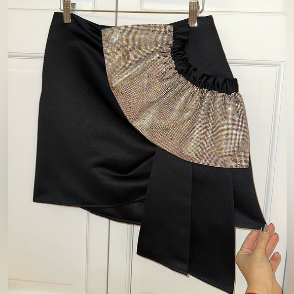 Delfi Collective Black Satin and Crystal Benny Skirt - Picture 6 of 13